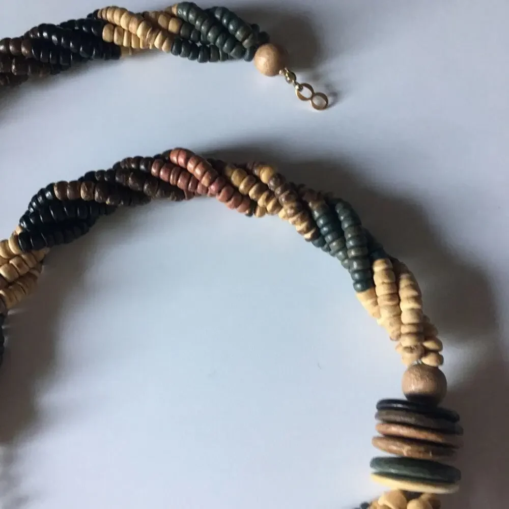 Beautiful muted natural tones multi-strand statement necklace